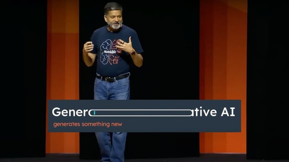 Dharmesh Shah, Co-founder of Hubspot, is speaking about Generative AI at the INBOUND 2023 Conference.